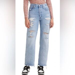 LEVI'S New Womens 27x27 Light Wash Distressed Ribcage Ankle Straight Jeans RR18
